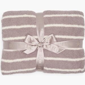 NWT Barefoot Dreams Mauve Cream Striped CozyChic Blanket